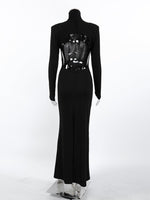 Backless Turtleneck Long Sleeve Bodycon Maxi Dress