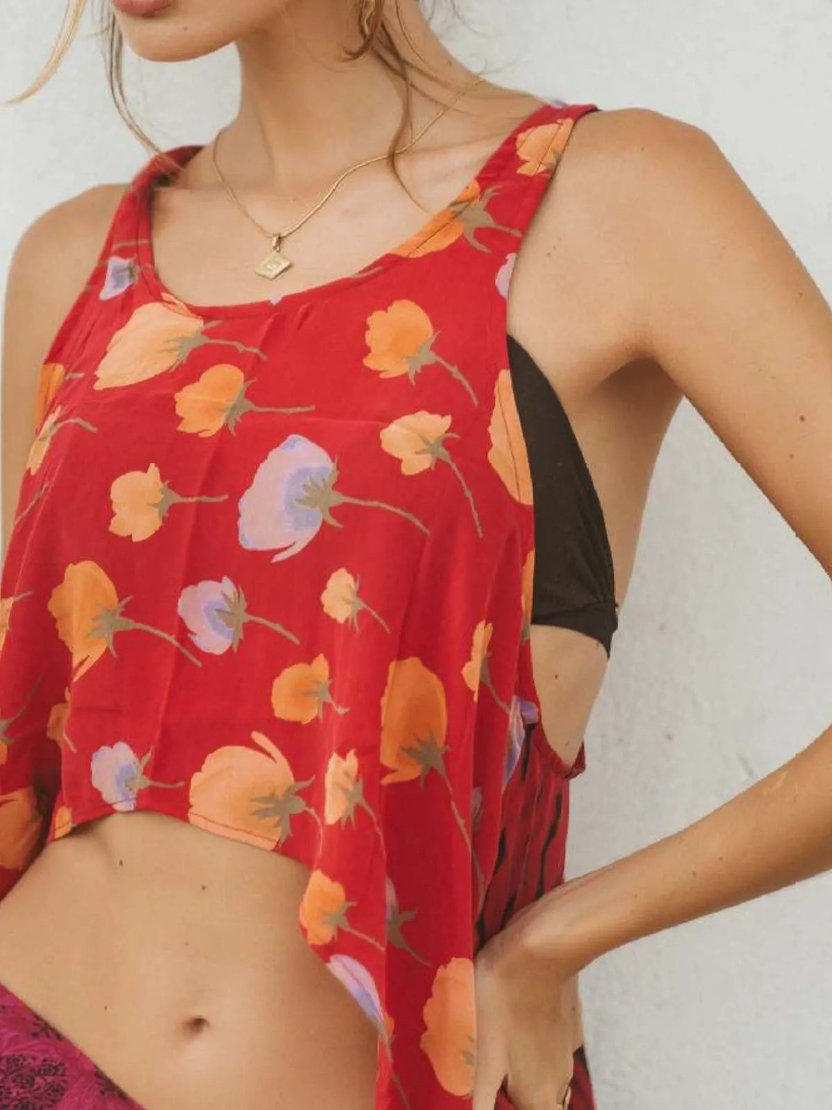 Printed Scoop Neck Tank - Ladyez