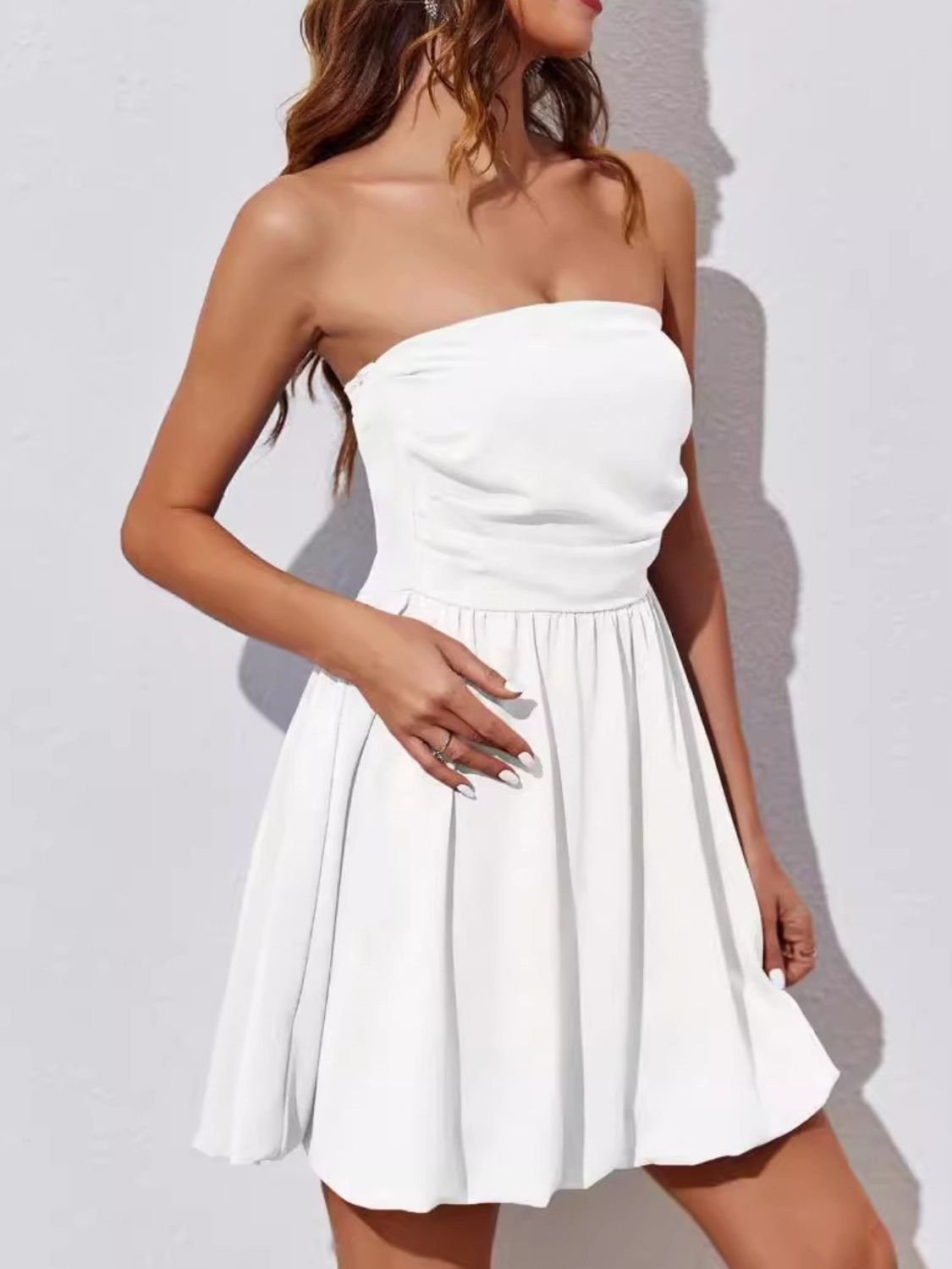 Ruched Tube Mini Dress - Ladyez