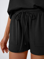 Round Neck Cap Sleeve Top and Shorts Set - Ladyez
