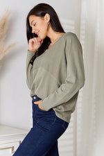 Culture CodeFull Size V-Neck Long Sleeve T-Shirt