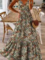 Floral Print Maxi Dress with Spaghetti Straps