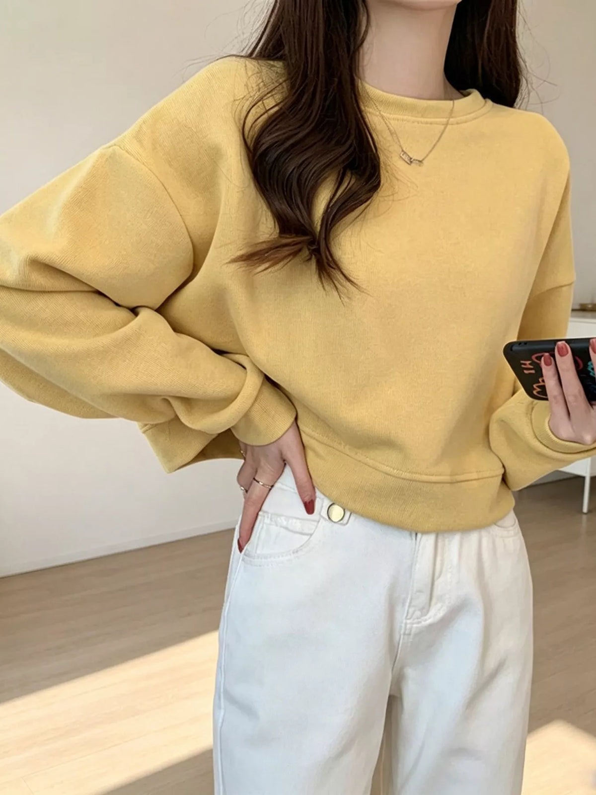 Crew NeckDrop Shoulder Sweatshirt