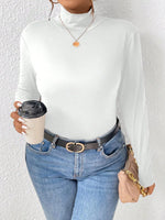 Plus Size Long Sleeve Fitted Turtleneck T-Shirt