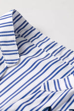Stripe Embroidered Detail Button Front Long Sleeve Shirt