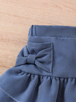Children's Off-Shoulder Top and Ruffled Denim Skirt Set