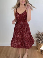 Floral Print Spaghetti Strap Ruffle Hem Dress