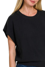 Zenana Round Neck Short Dolman Sleeve Sweater - Ladyez