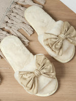 Bow Open Toe Slippers - Ladyez