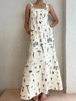 Printed Square Neck Maxi Cami Dress with Pocket