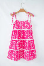 Floral Print Ric Rac Patched Sleeveless Mini Dress