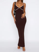 Lace Detail Slim Fit Bodycon Maxi Dress - Ladyez