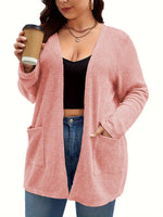 Plus Size Open Front Long Sleeve Knit Cardigan