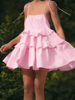 Ruffle Layered Tie Shoulder Cami Dress