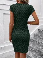 Printed Round Neck Cap Sleeve Dress - Ladyez