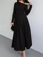 Ruched One Shoulder Long Sleeve Dress