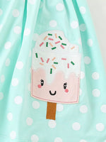 Children's Cute Ice Cream Applique Polka Dot Dress