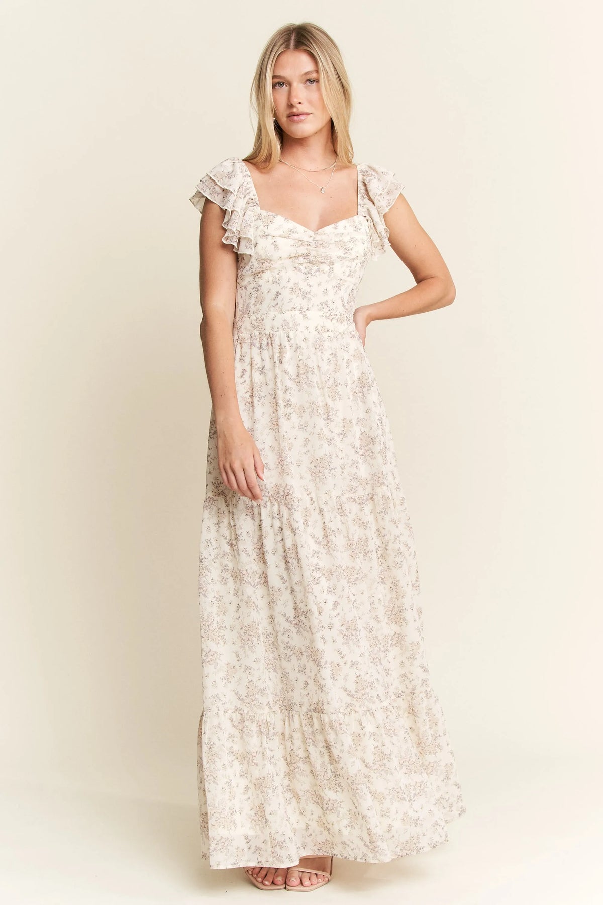 Jade By Jane Full Size Ruffle Sleeve Tiered Maxi Dress Plus Size - Ladyez