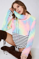 BiBi Tie Dye French Terry Cowl Neck Top