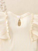 Children's Ribbed Ruffle Trim Bodysuit & Shorts Set