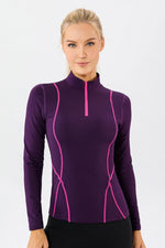 Mock Neck Quarter Zip Active T-Shirt - Ladyez