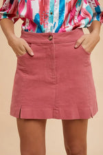 Annie Wear Comfort Stretch Cotton Slit Detailed Mini Skirt