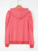 Striped Puff Sleeve Hoodie with Drawstring
