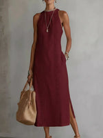 Full Size Sleeveless Lace Trim Midi Dress Plus Size