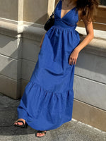 V-Neck Tiered Maxi Cami Dress - Ladyez