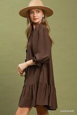 Umgee Smocked Ruffle Detail Tiered Mini Dress