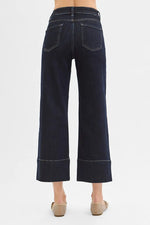 RISEN Tummy Control High Rise Crop Wide Seam Detailed Jeans - Ladyez