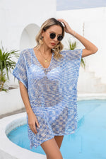 Angel Wings Openwork Slit V-Neck Cover Up - Ladyez
