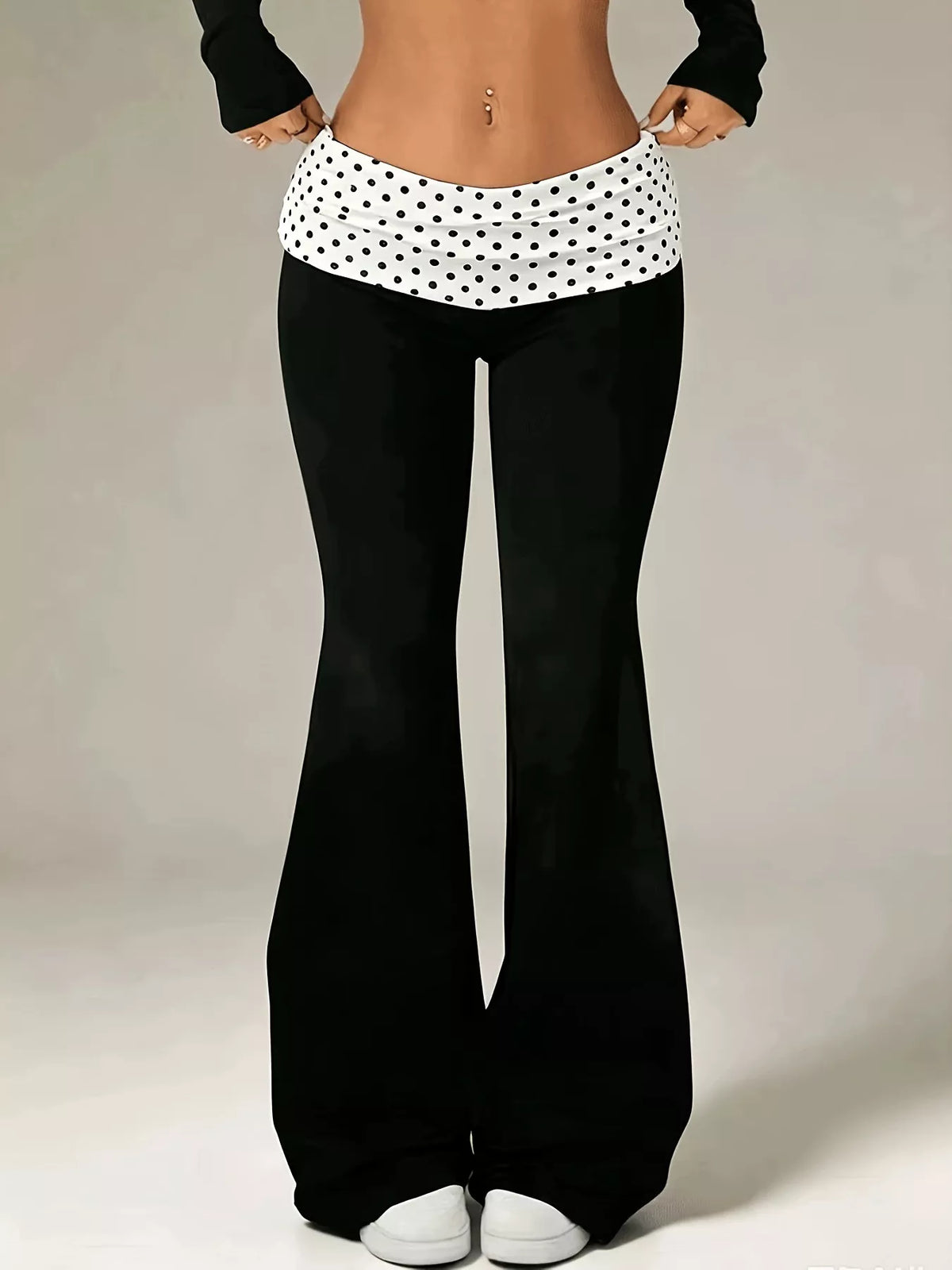 High-Waisted Polka Dot Flare Pants