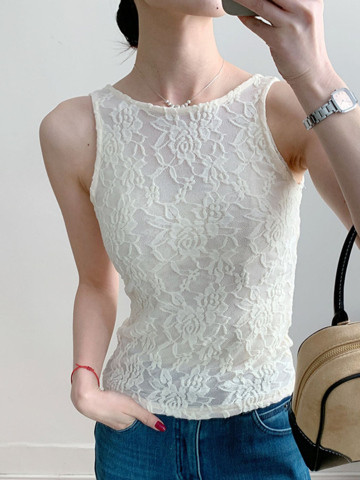 Lace Round Neck Tank