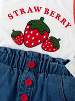 Children's Strawberry Long Sleeve Top and Jeans Set