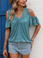 Cold Shoulder V-Neck T-Shirt