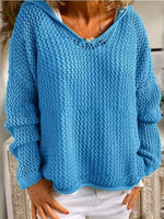 Openwork Long Sleeve Hooded Knit Cover Up