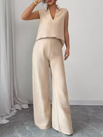 Sleeveless Top and Wide Leg Pants Set