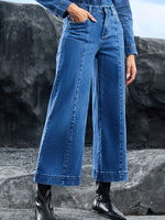 Seam Detail Flared Bottom Ankle Length Jeans - Ladyez