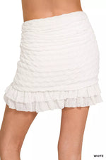 Zenana Ruched Mini Skirt with Built in Shorts