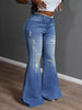 High Waisted Distressed Flare Jeans