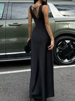 Lace Trim V-Neck Sleeveless Maxi Dress