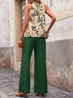 Printed Tank Top and Wide Leg Pants Set - Ladyez