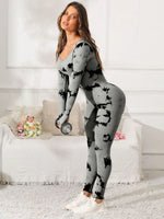 Scoop Neck Long Sleeve Active Jumpsuit - Ladyez