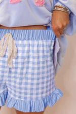 Gingham Ruffle Hem Shorts