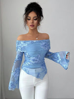 Floral Off-Shoulder Mesh Blouse