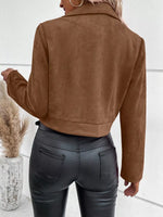 Suede Moto Jacket with Zip Detail