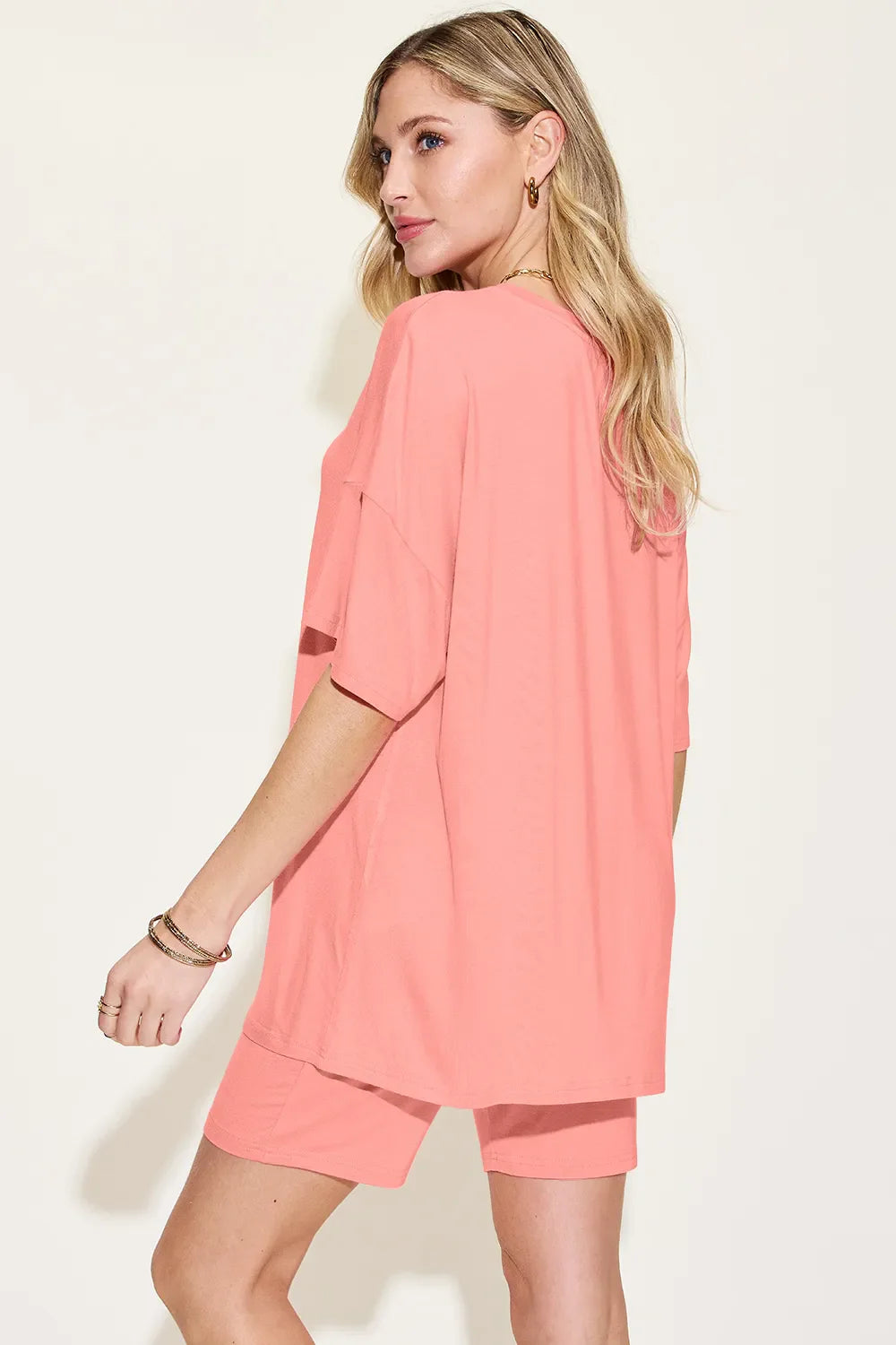 Basic Bae Bamboo Full SizeV-Neck Drop Shoulder T-Shirt and Shorts Set