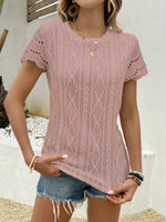 Crochet Lace Short Sleeve T-Shirt - Ladyez