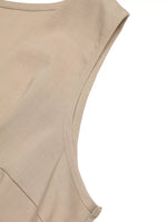 Sleeveless Button-Down Tie Waist Romper
